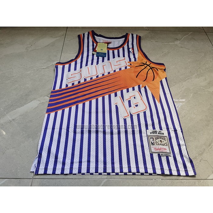 Camiseta Phoenix Suns Steve Nash NO 13 Mitchell & Ness 1996-97 Blanco